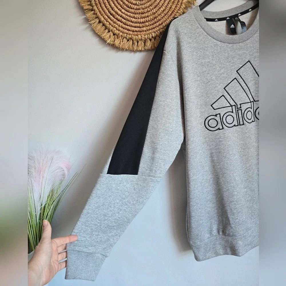 Adidas Mens Future Icons FI BOS Gray Logo Crewneck Sweatshirt SZ Large Gorpcore